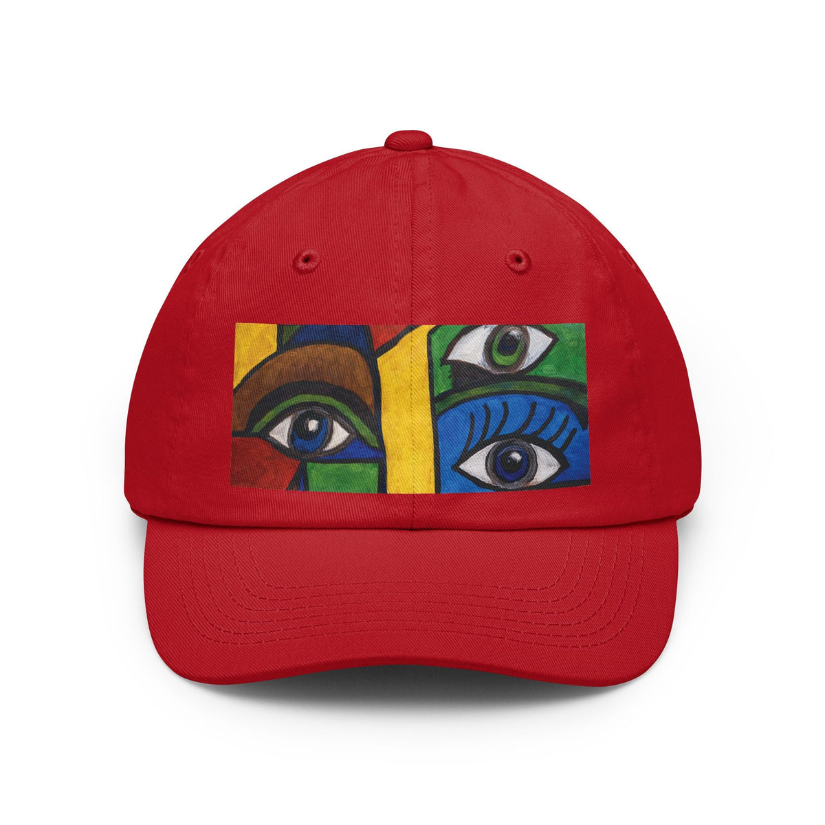 Abstract Eyes Dad Hat — Colorful Cubist Eye Art Cap