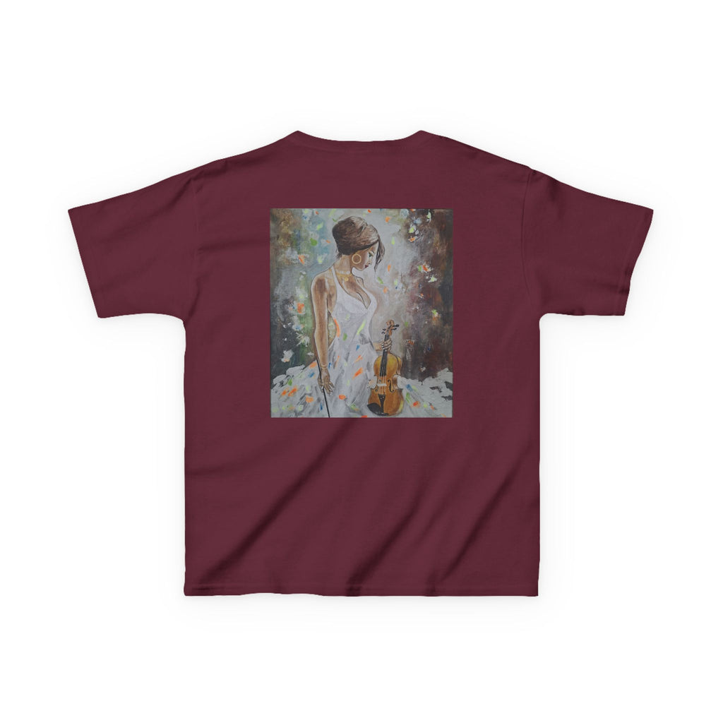 Kids Dance & Violin Art Tee — Vintage Ballroom Couple & Violinist Graphic Shirt