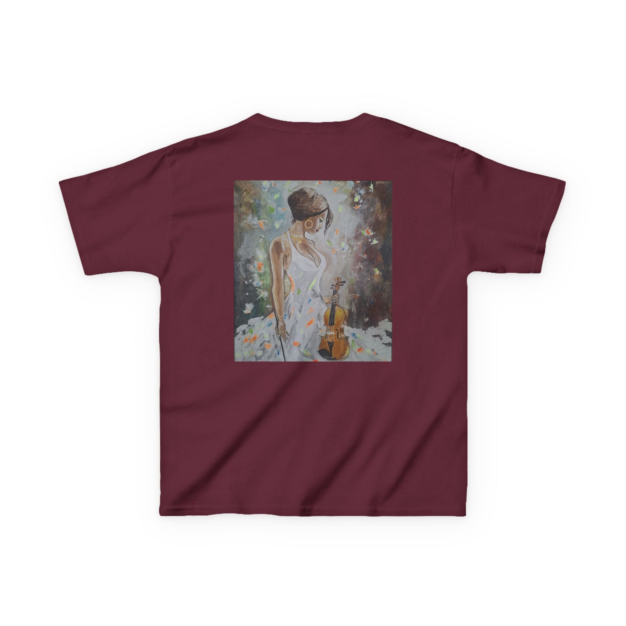 Kids Dance & Violin Art Tee — Vintage Ballroom Couple & Violinist Graphic Shirt