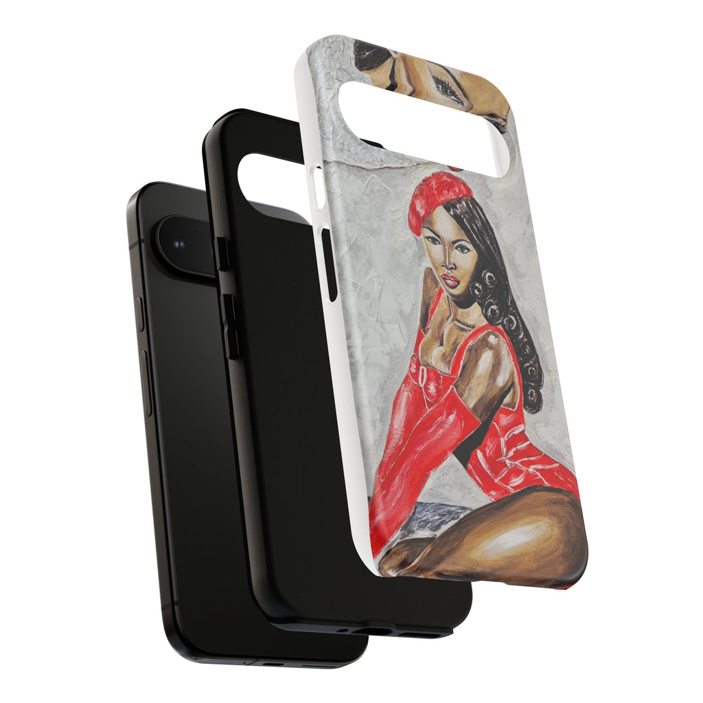 Pinup Girl Illustration Phone Case | Retro Femme Fatale, Red Outfit
