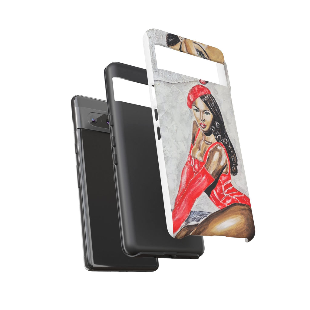 Pinup Girl Illustration Phone Case | Retro Femme Fatale, Red Outfit