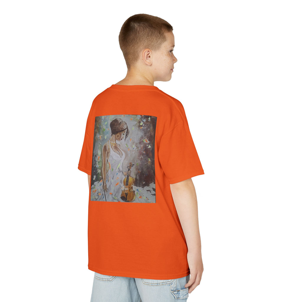 Kids Dance & Violin Art Tee — Vintage Ballroom Couple & Violinist Graphic Shirt
