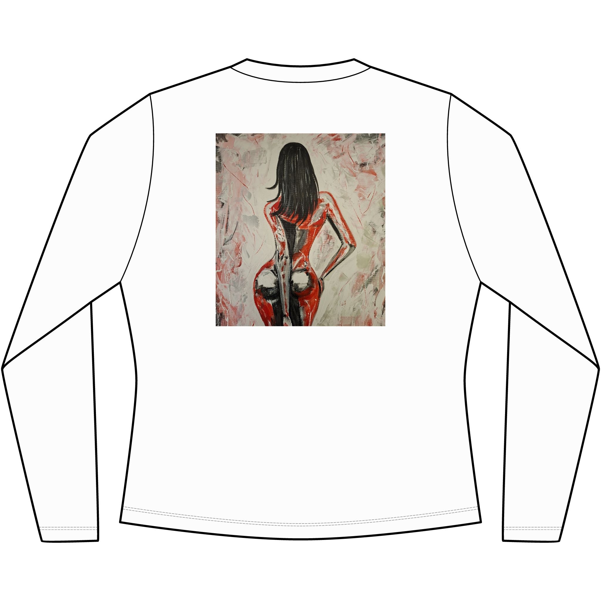 Red Dress Pinup Portrait Long Sleeve Tee | Vintage Woman Art