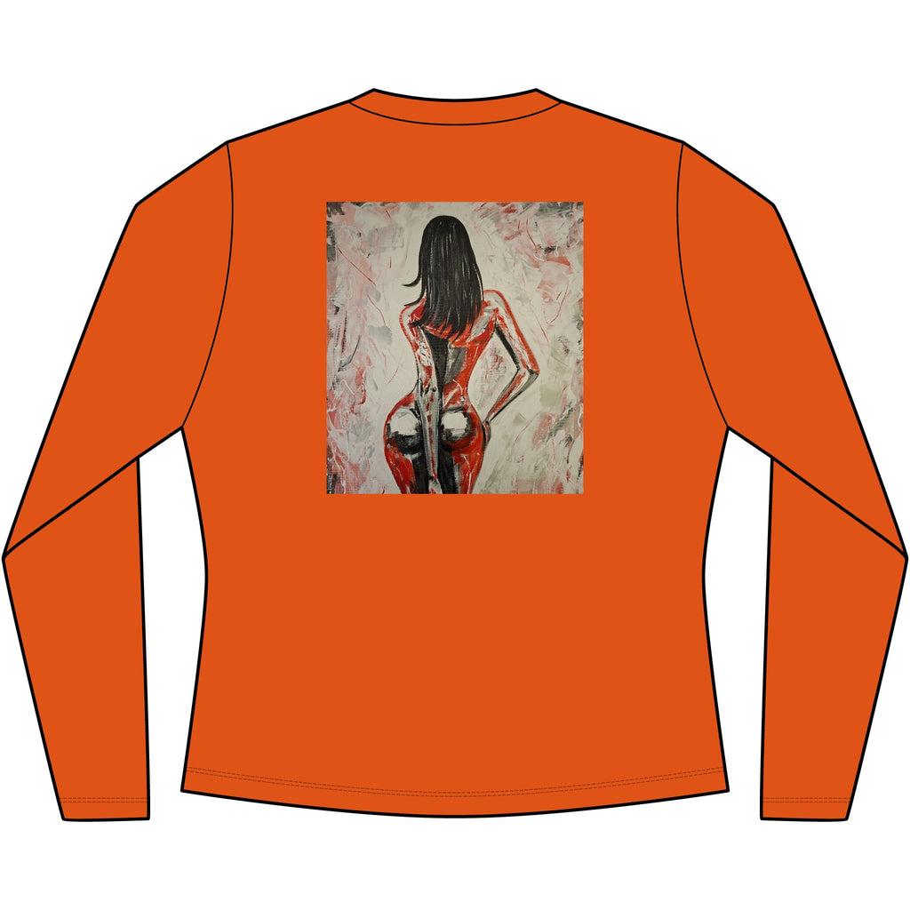 Red Dress Pinup Portrait Long Sleeve Tee | Vintage Woman Art