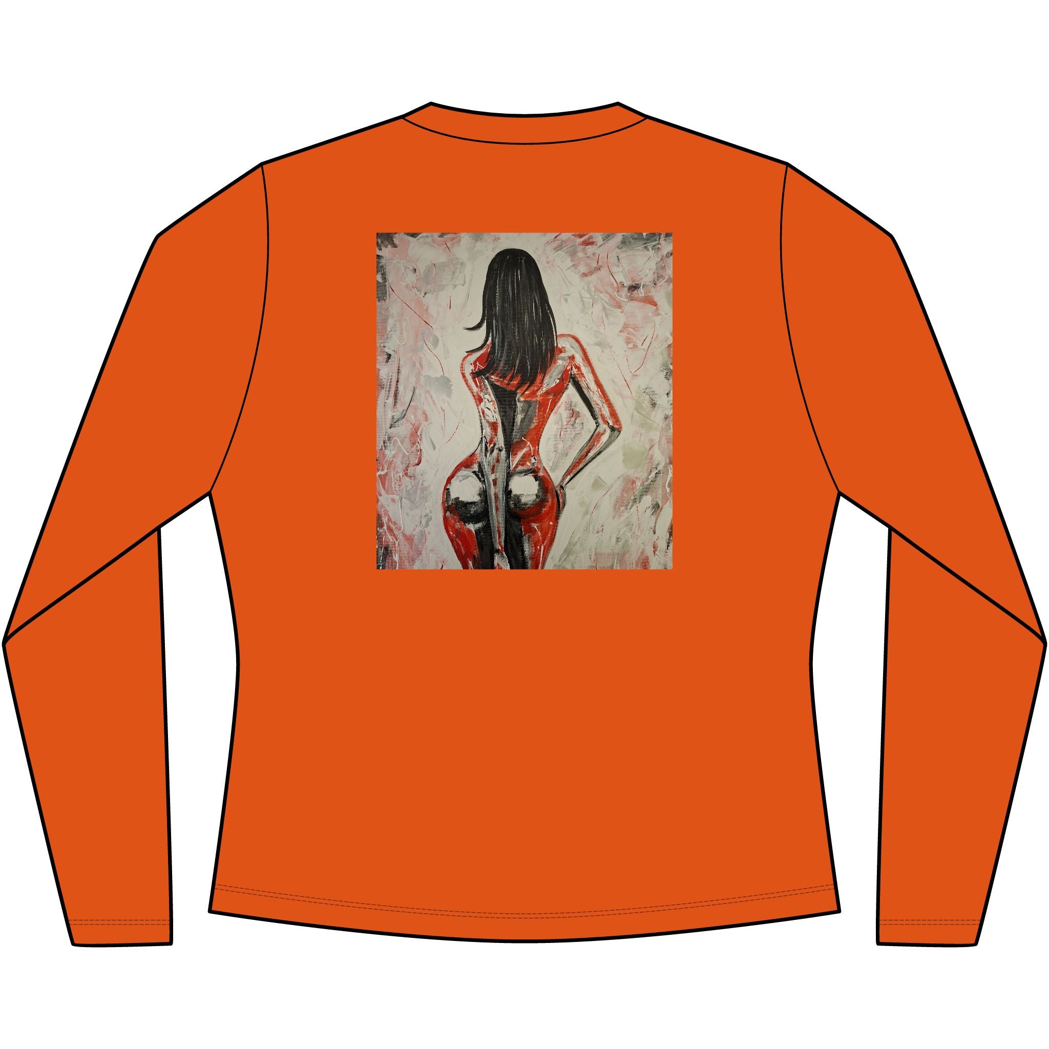Red Dress Pinup Portrait Long Sleeve Tee | Vintage Woman Art