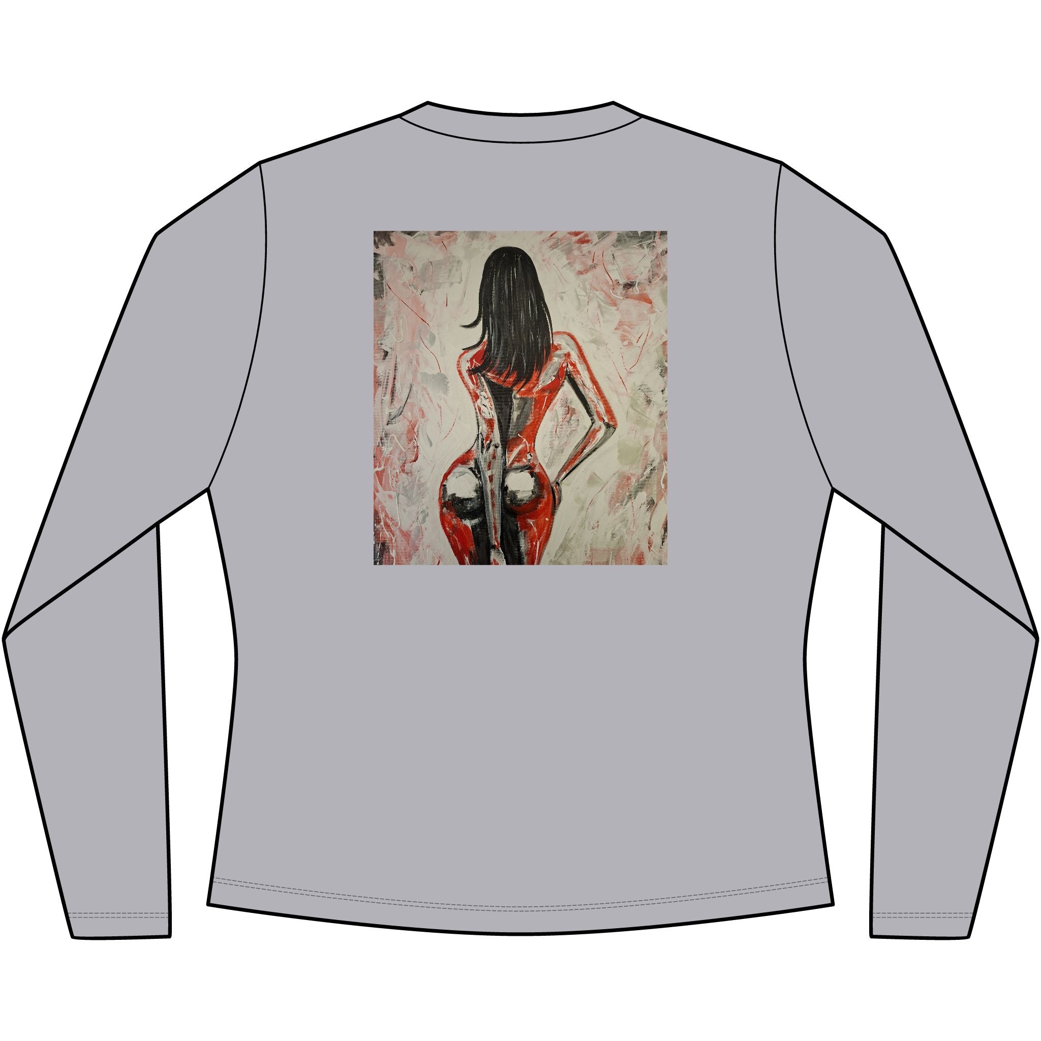 Red Dress Pinup Portrait Long Sleeve Tee | Vintage Woman Art