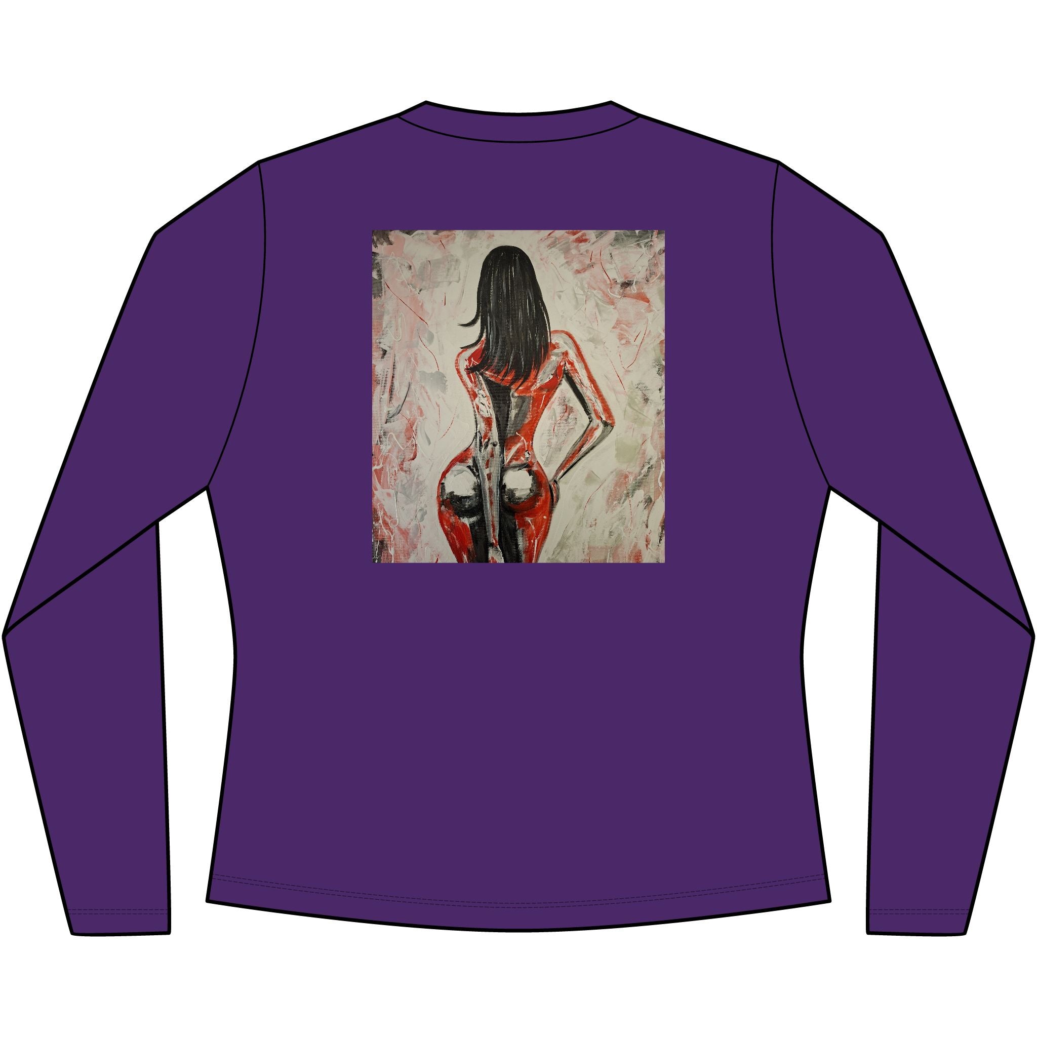 Red Dress Pinup Portrait Long Sleeve Tee | Vintage Woman Art