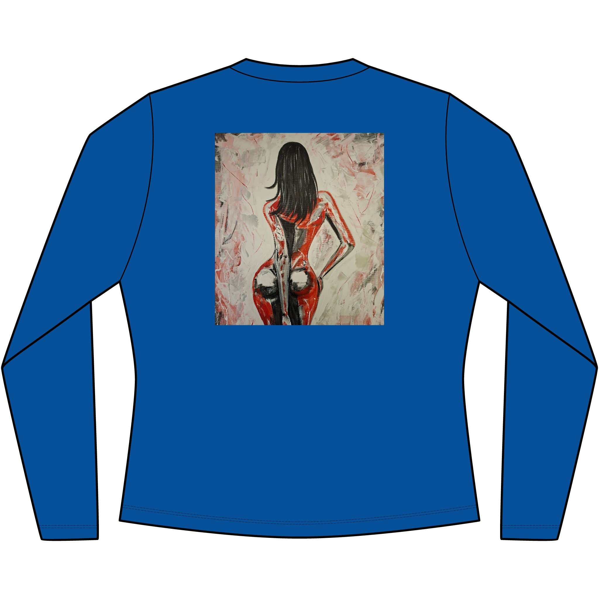 Red Dress Pinup Portrait Long Sleeve Tee | Vintage Woman Art