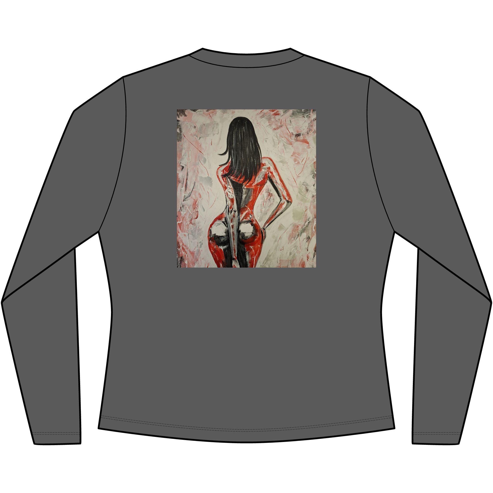 Red Dress Pinup Portrait Long Sleeve Tee | Vintage Woman Art