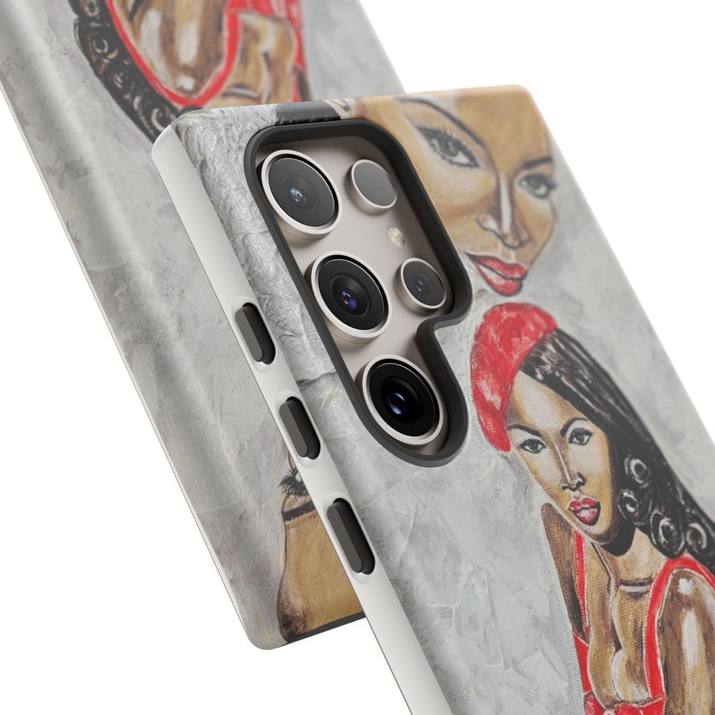 Pinup Girl Illustration Phone Case | Retro Femme Fatale, Red Outfit