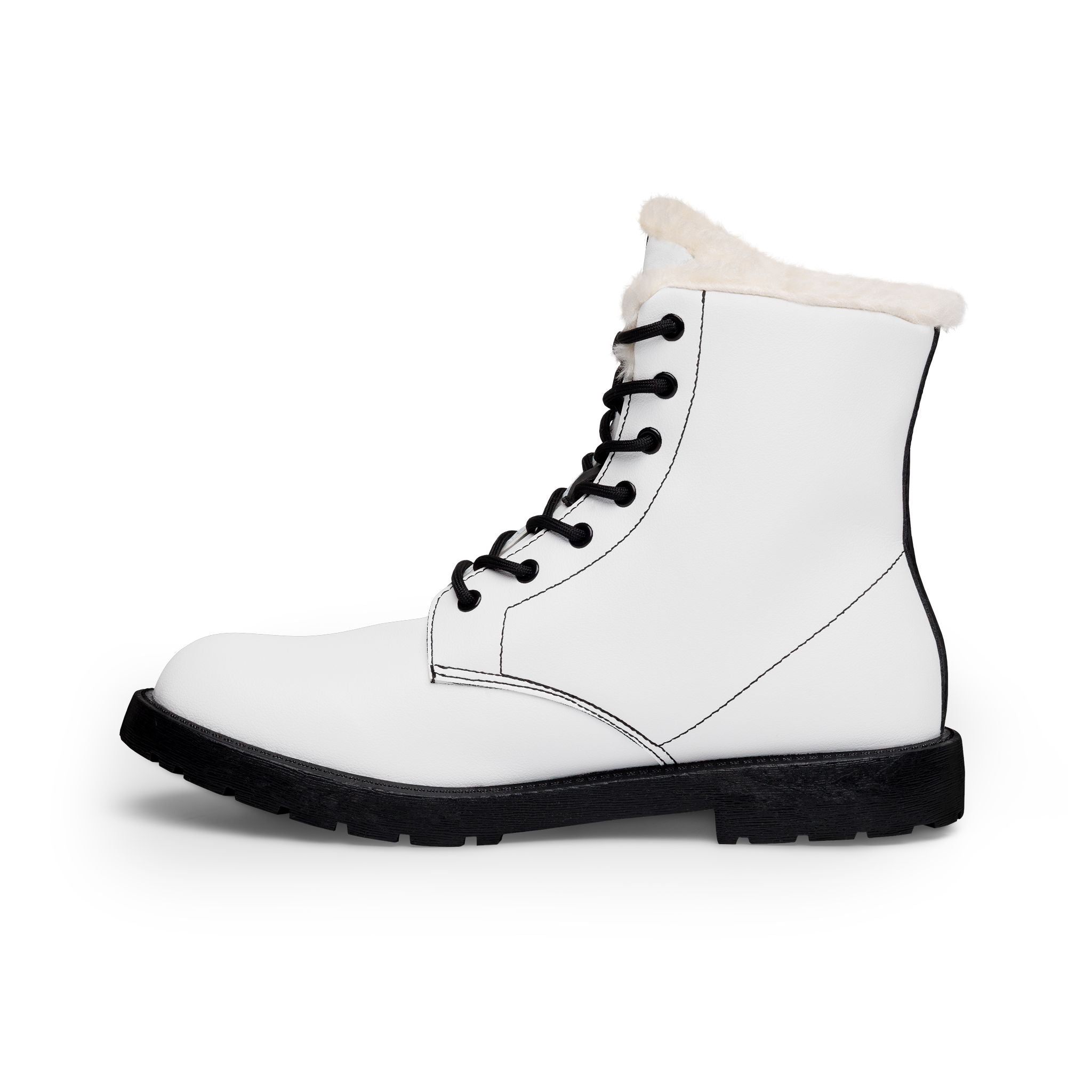 Hand-Painted Face Illustration Boots | Fur-Lined Leather Boots