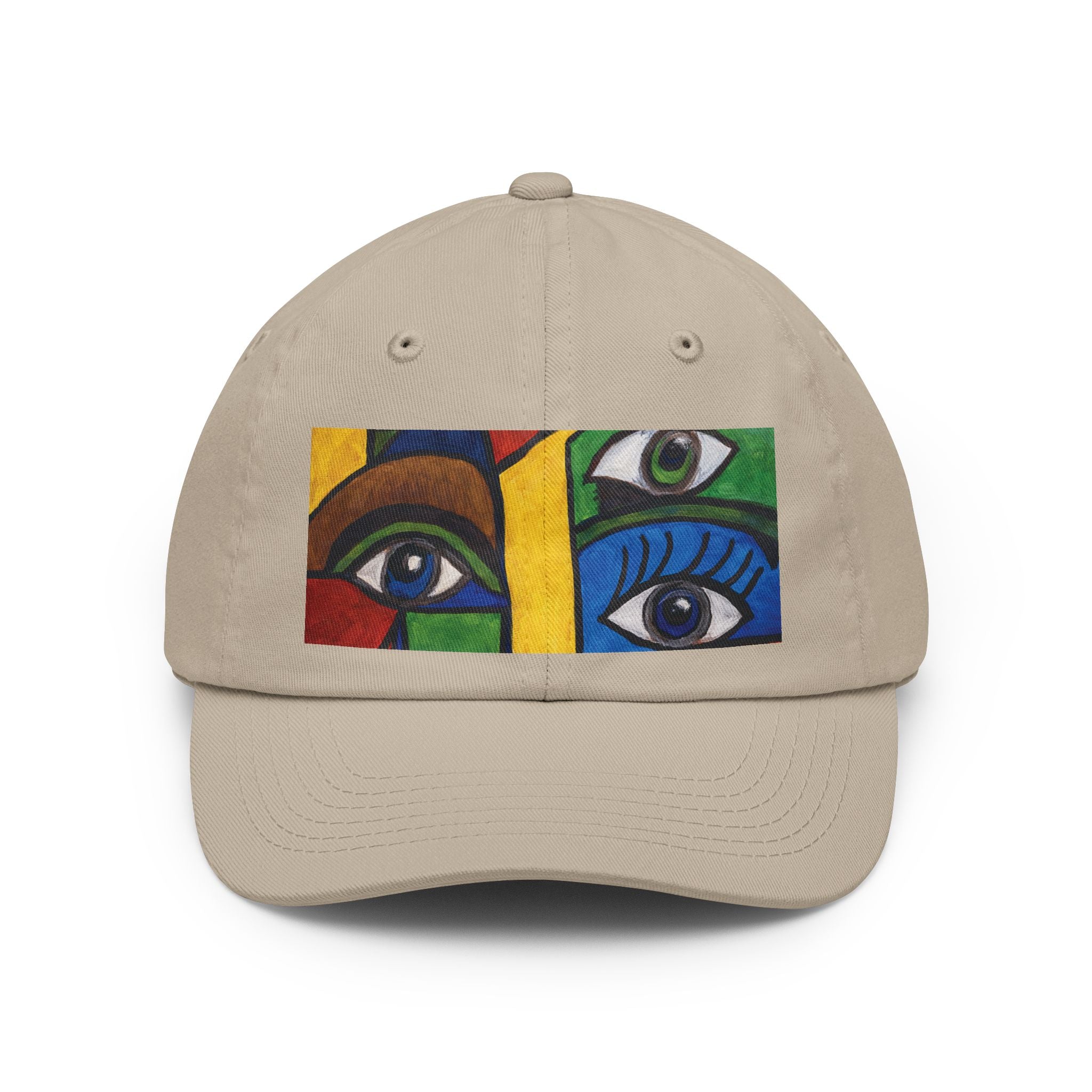 Abstract Eyes Dad Hat — Colorful Cubist Eye Art Cap
