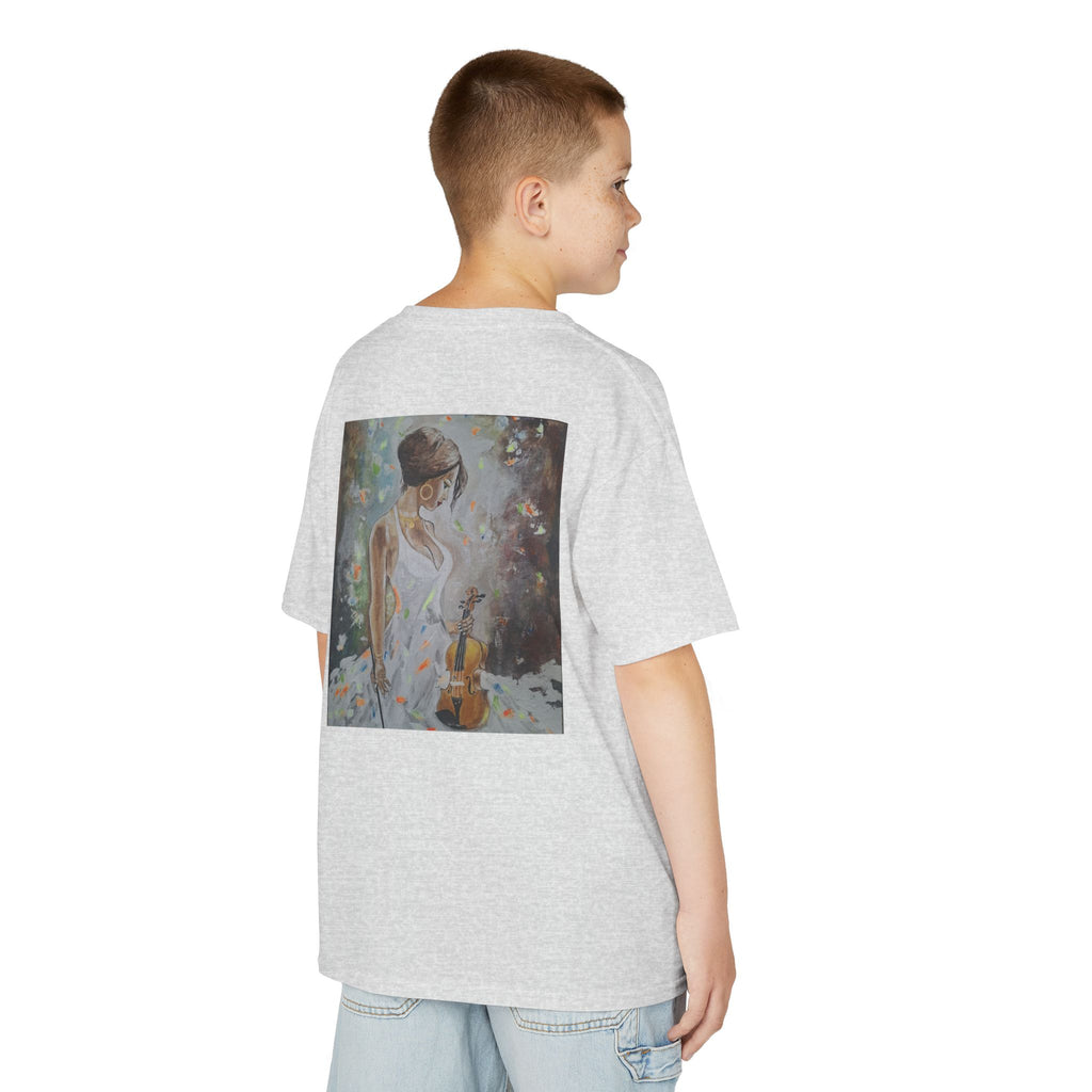 Kids Dance & Violin Art Tee — Vintage Ballroom Couple & Violinist Graphic Shirt