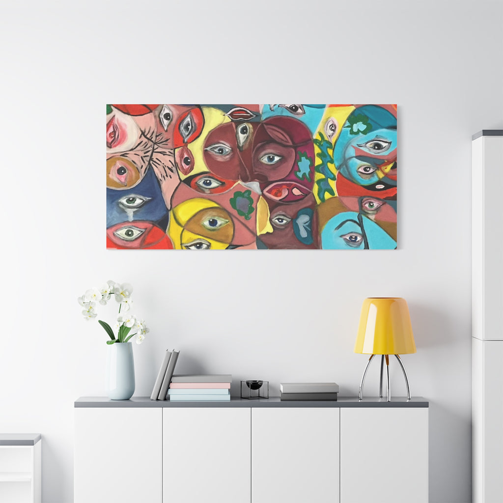Colorful Abstract Faces Canvas | Matte Stretched Canvas