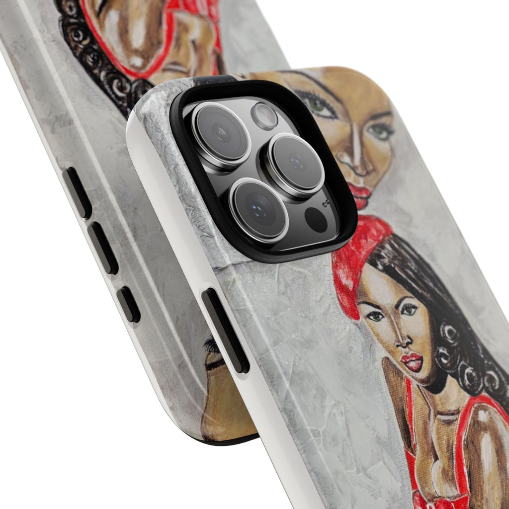 Pinup Girl Illustration Phone Case | Retro Femme Fatale, Red Outfit