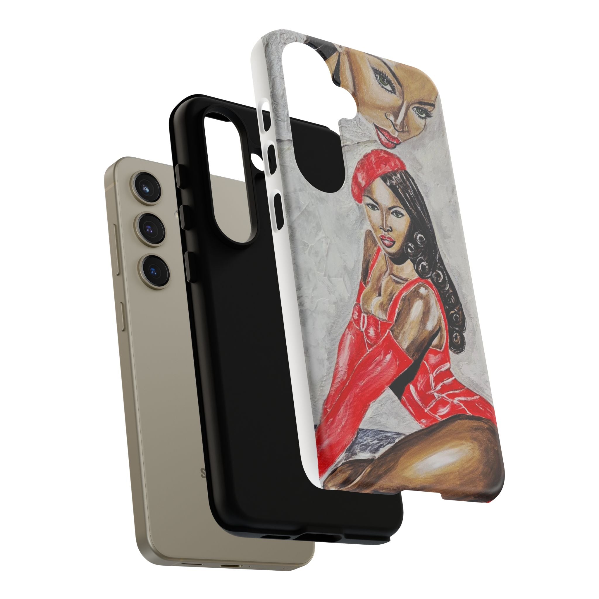 Pinup Girl Illustration Phone Case | Retro Femme Fatale, Red Outfit