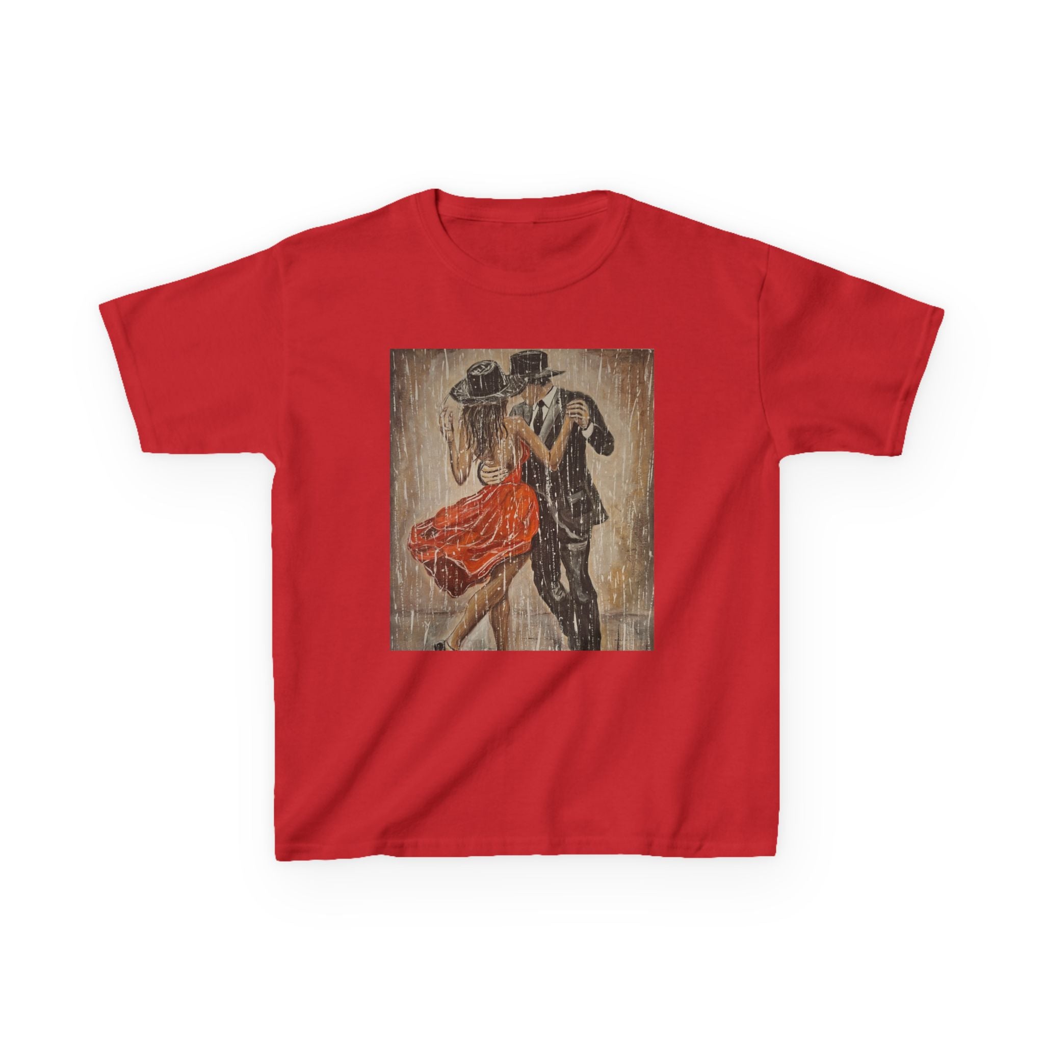 Kids Dance & Violin Art Tee — Vintage Ballroom Couple & Violinist Graphic Shirt