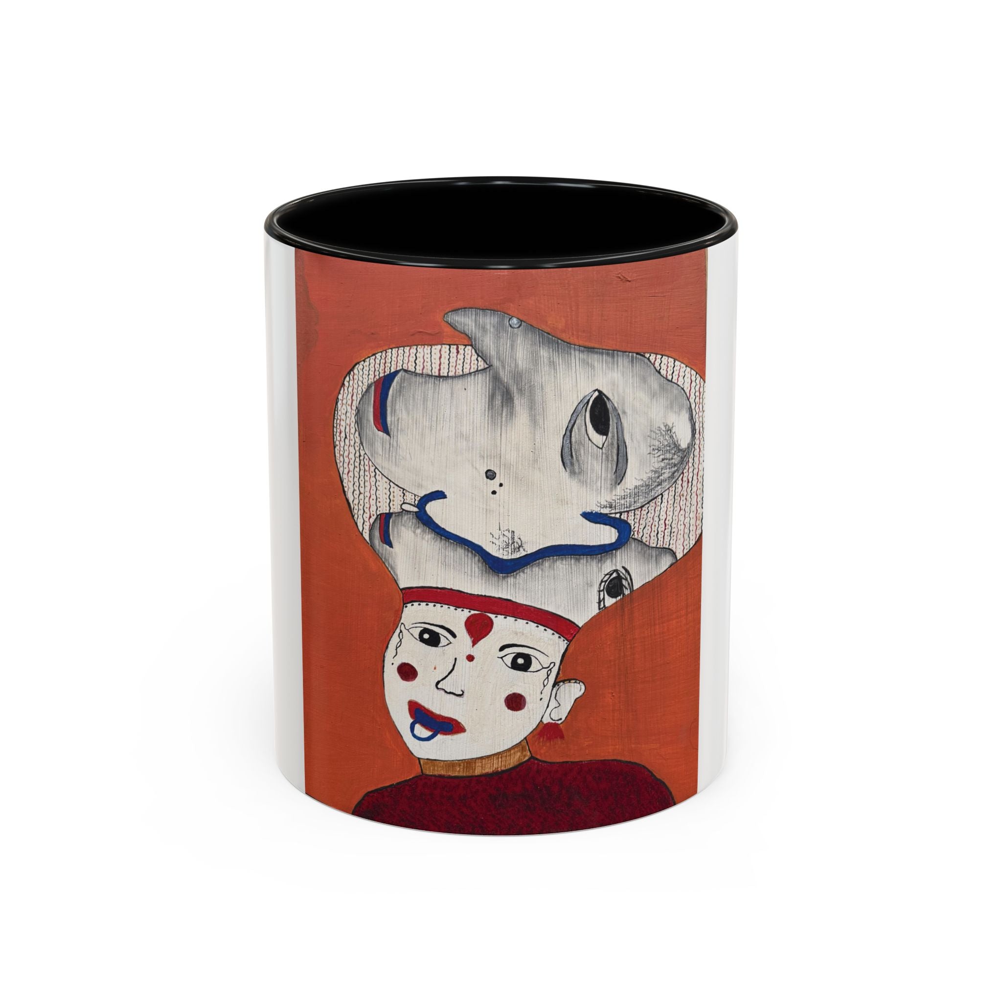 Surreal Face with Whale Hat Mug | Accent Coffee Mug