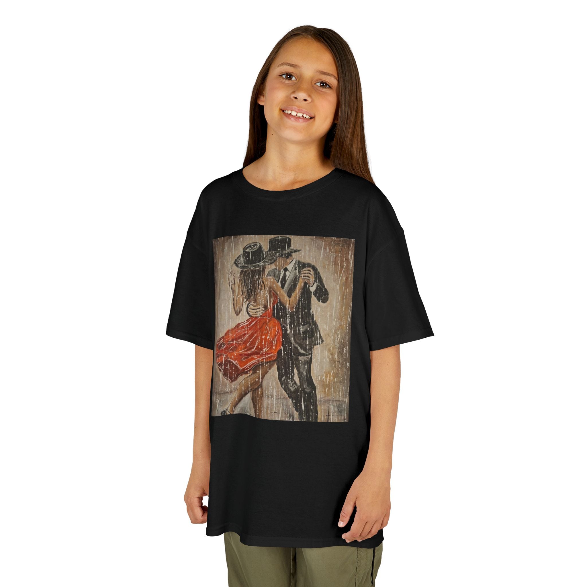 Kids Dance & Violin Art Tee — Vintage Ballroom Couple & Violinist Graphic Shirt