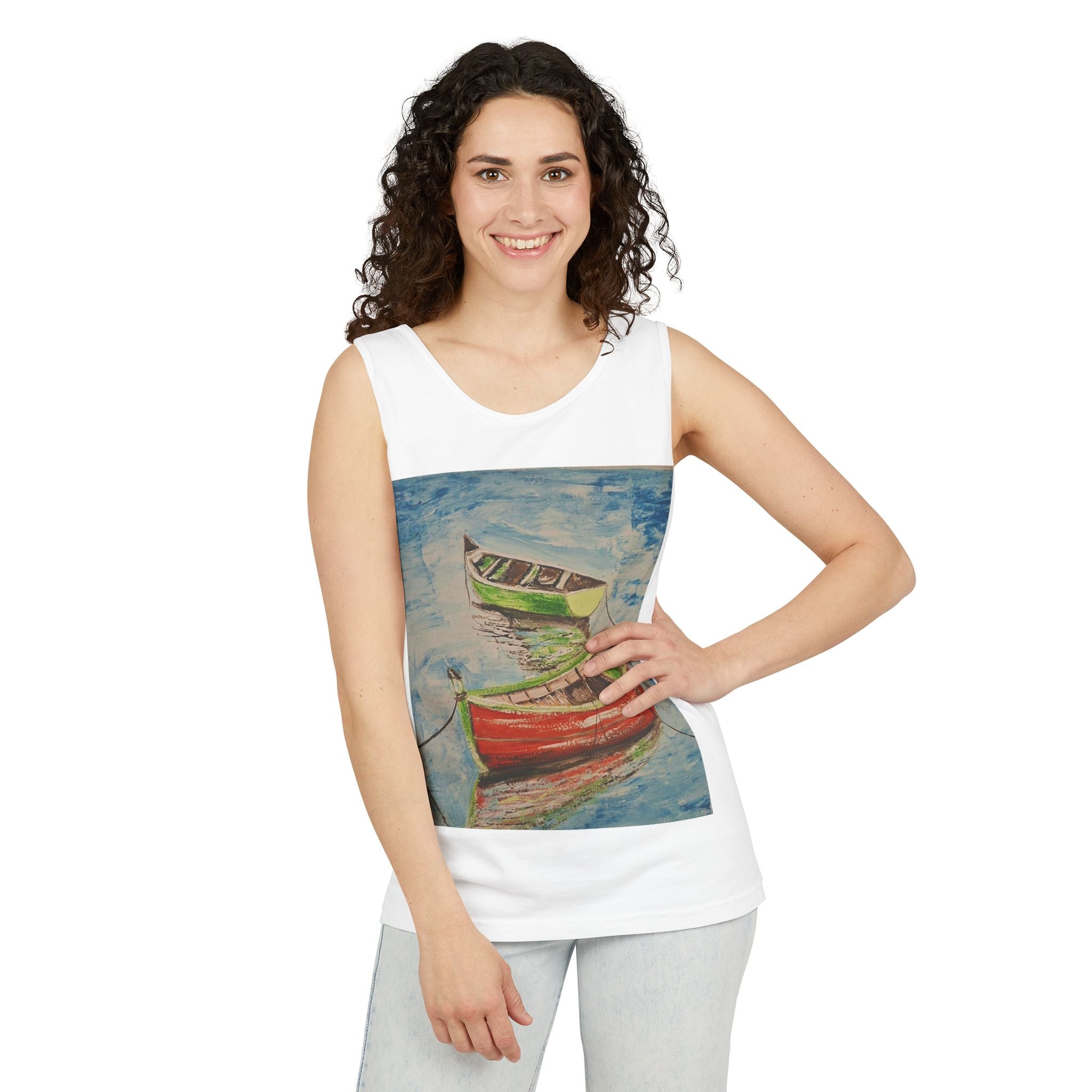 Boat Painting Tank Top — Colorful Rowboats Art Print Tank