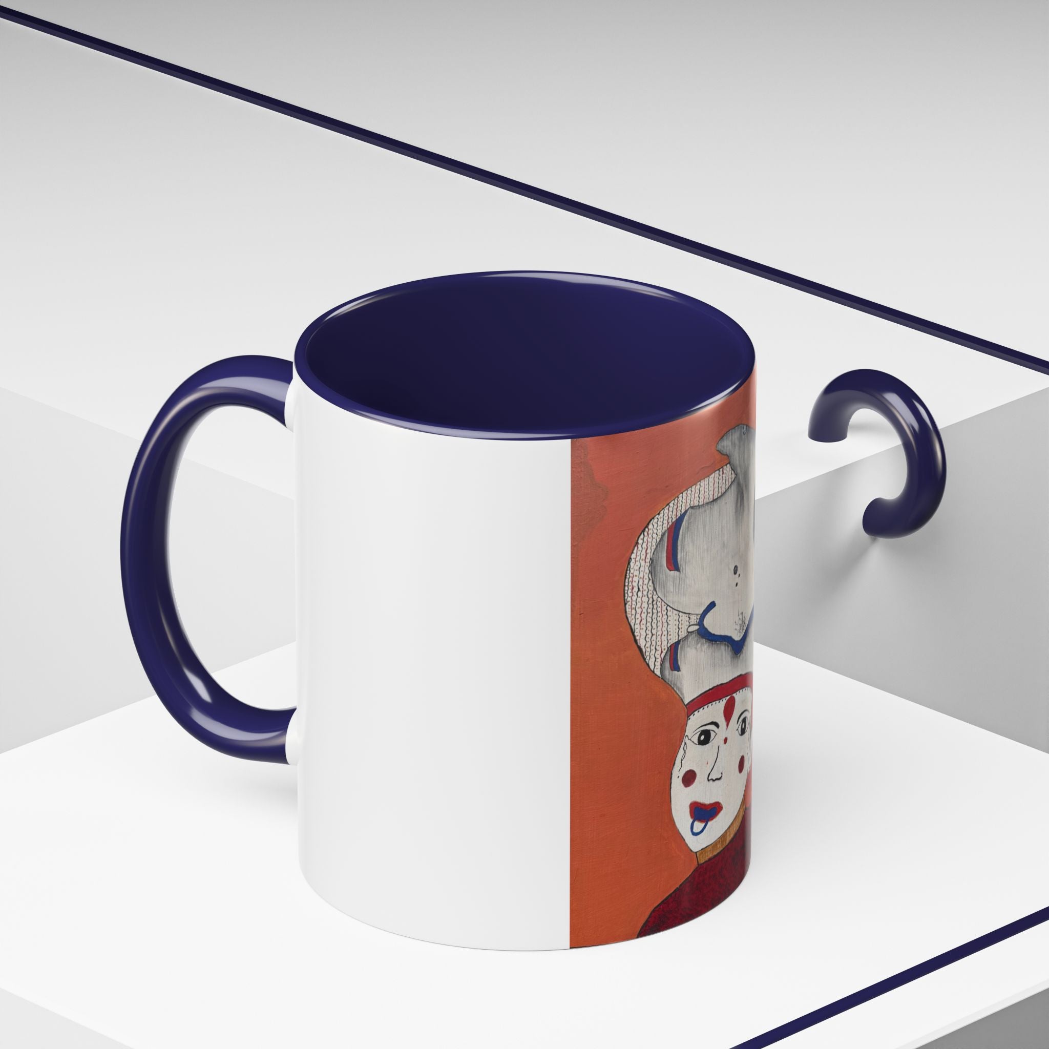 Surreal Face with Whale Hat Mug | Accent Coffee Mug