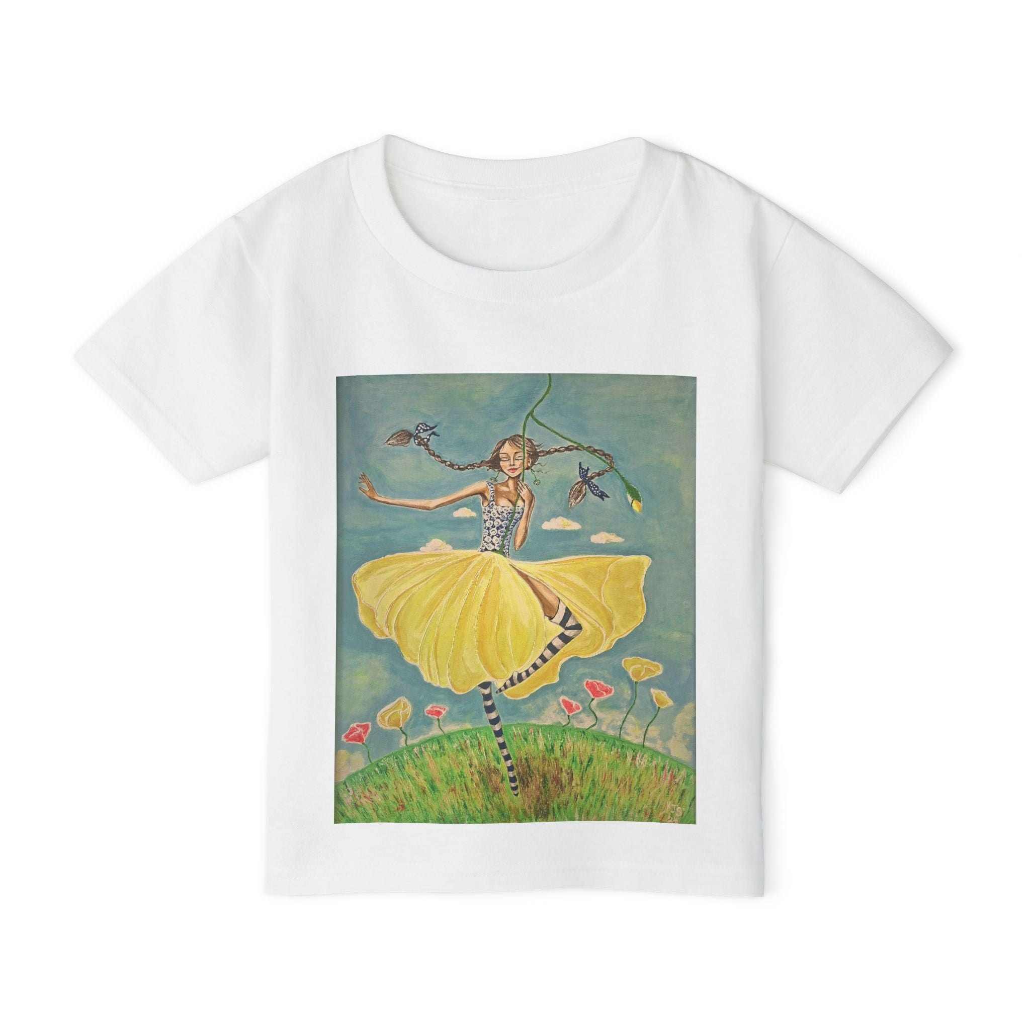 Dancing Girl Illustration Toddler T-shirt | Whimsical Kids Art