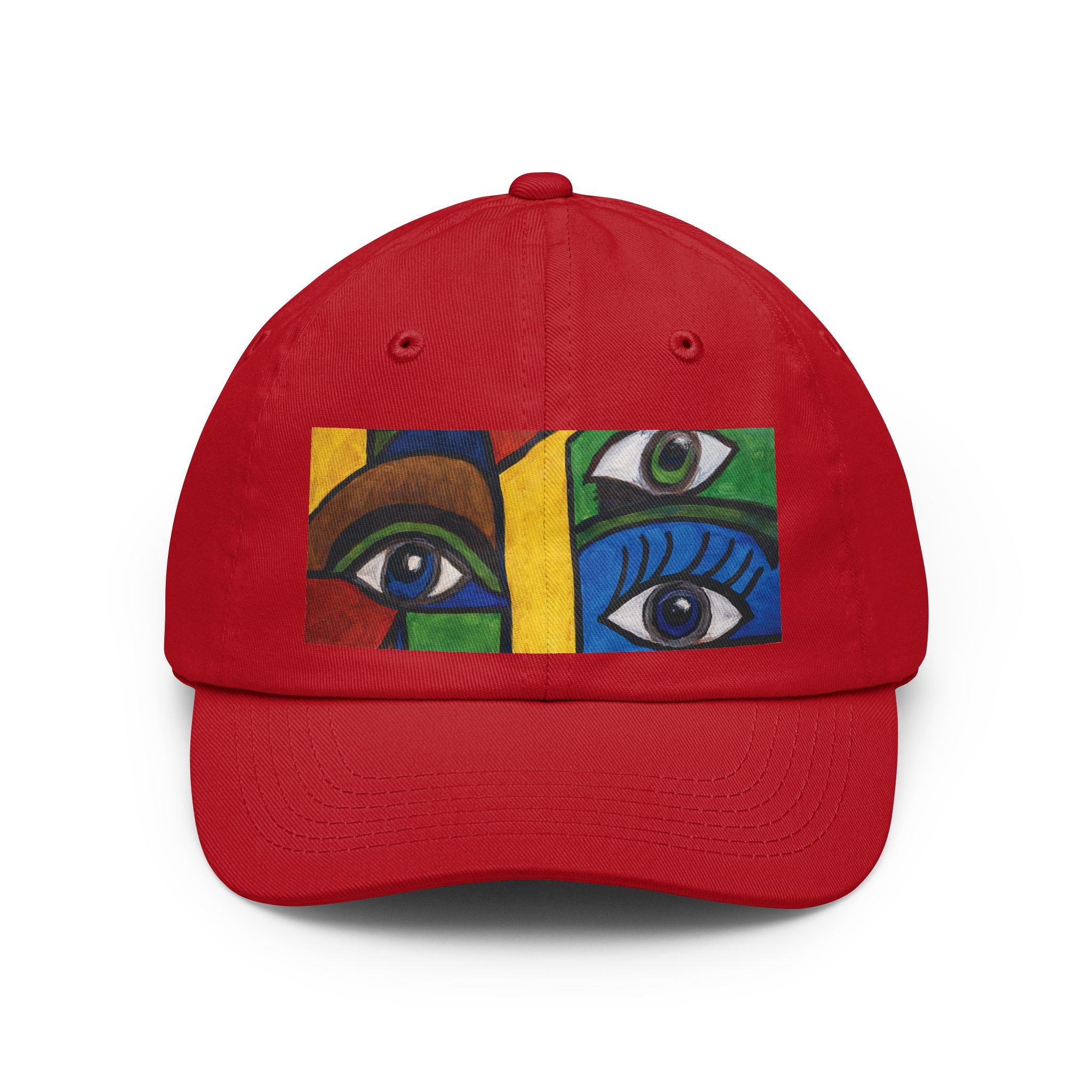 Abstract Eyes Dad Hat — Colorful Cubist Eye Art Cap