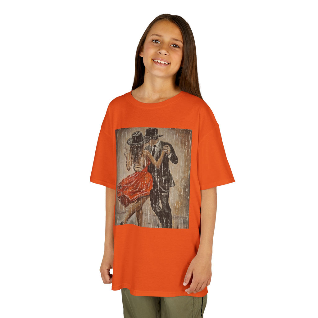 Kids Dance & Violin Art Tee — Vintage Ballroom Couple & Violinist Graphic Shirt
