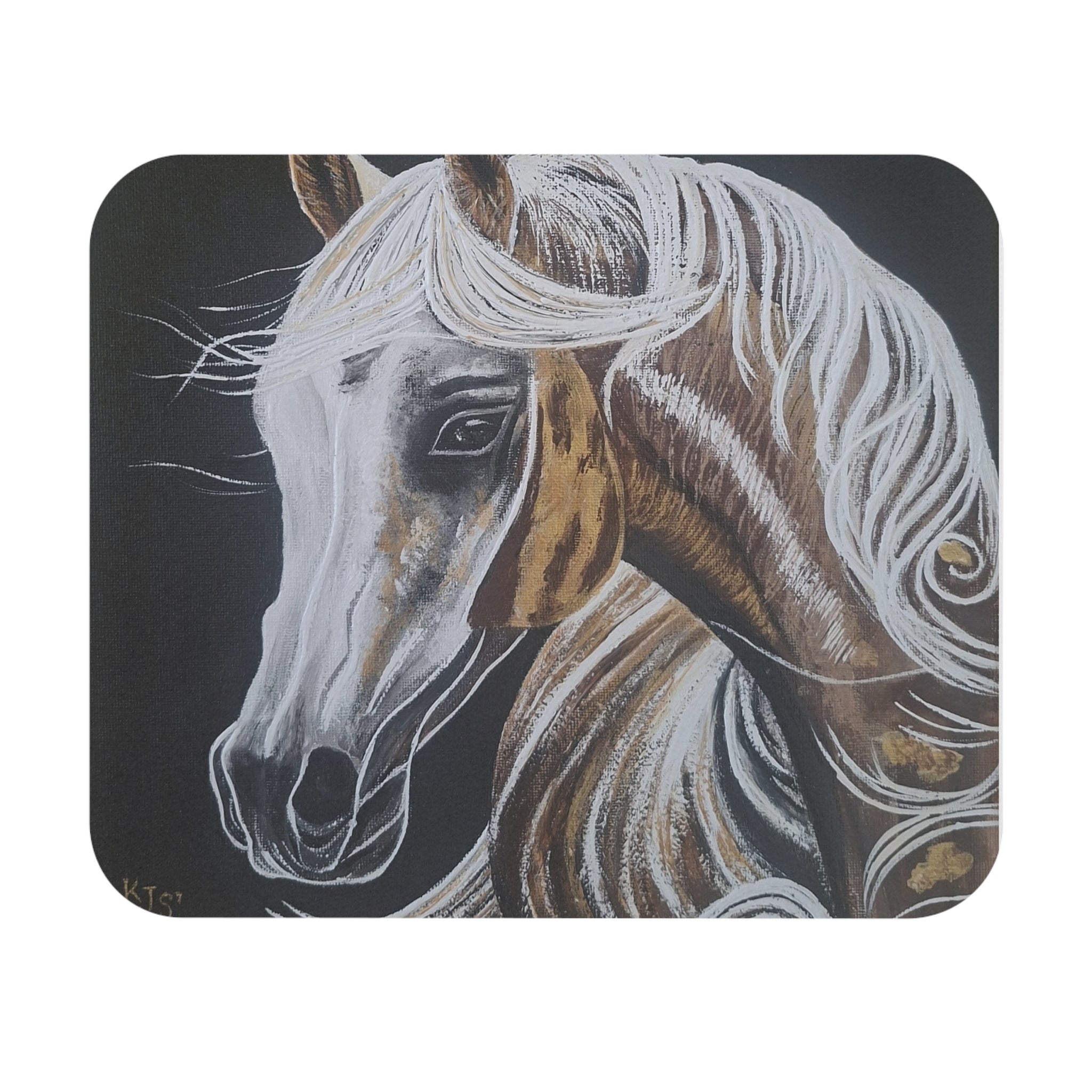 White Mane Horse Mouse Pad | Brown Palomino Portrait, Rectangular Desk Mat
