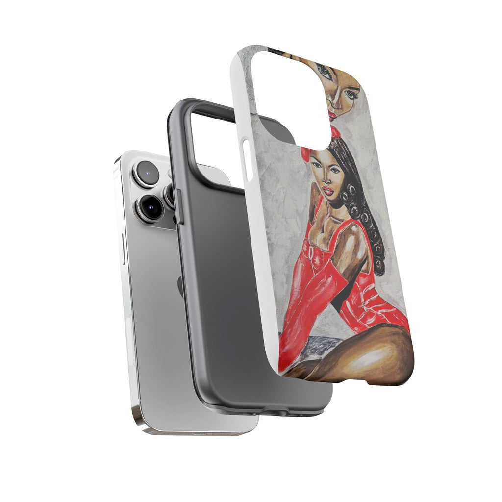 Pinup Girl Illustration Phone Case | Retro Femme Fatale, Red Outfit