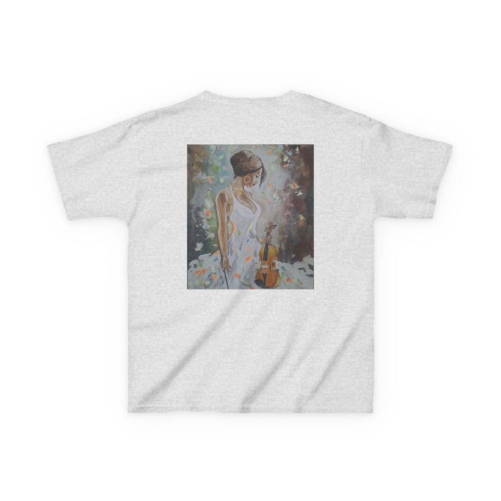 Kids Dance & Violin Art Tee — Vintage Ballroom Couple & Violinist Graphic Shirt