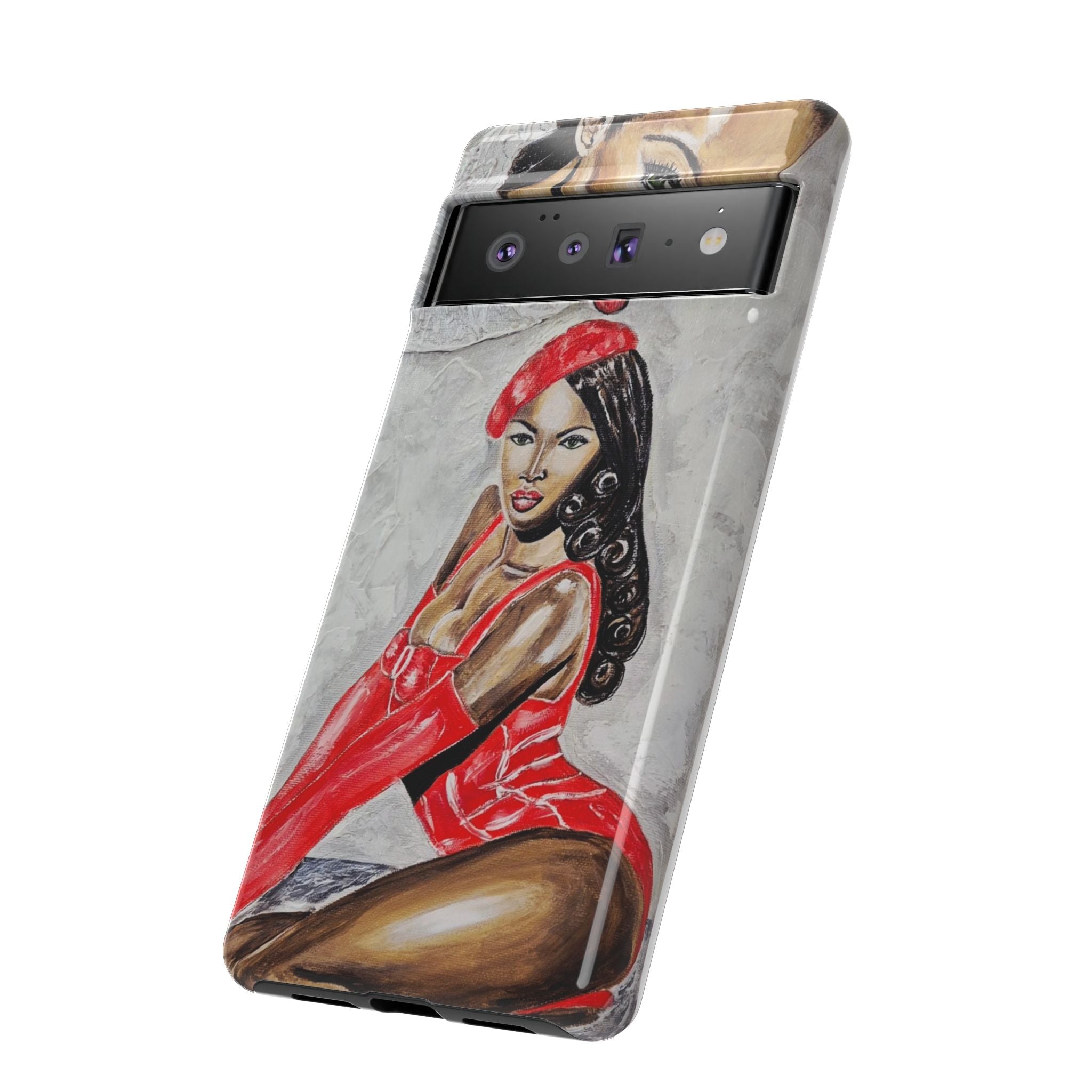 Pinup Girl Illustration Phone Case | Retro Femme Fatale, Red Outfit