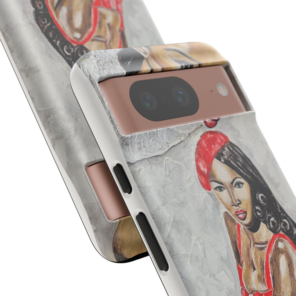 Pinup Girl Illustration Phone Case | Retro Femme Fatale, Red Outfit