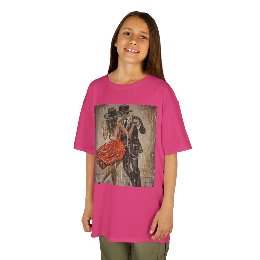 Kids Dance & Violin Art Tee — Vintage Ballroom Couple & Violinist Graphic Shirt