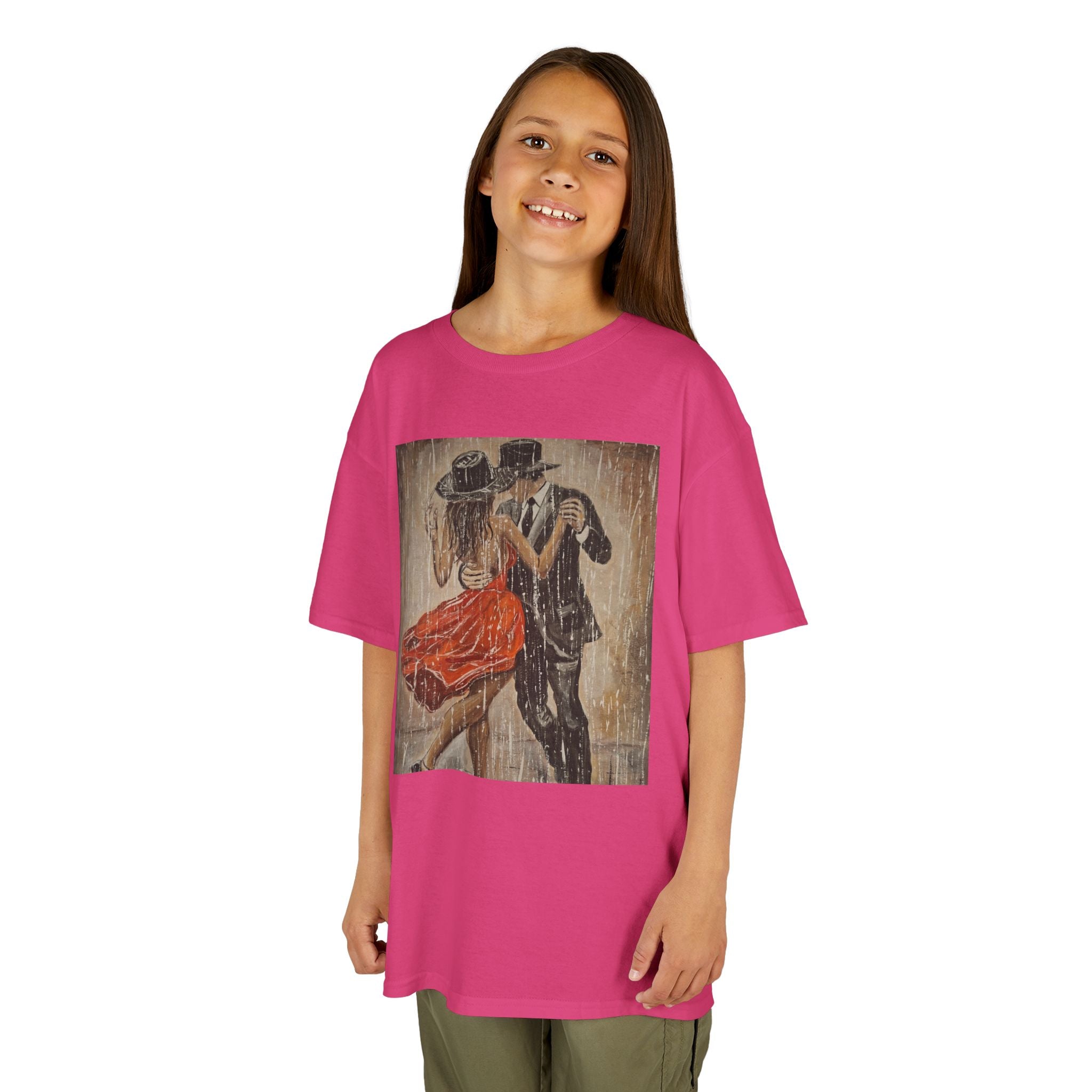 Kids Dance & Violin Art Tee — Vintage Ballroom Couple & Violinist Graphic Shirt