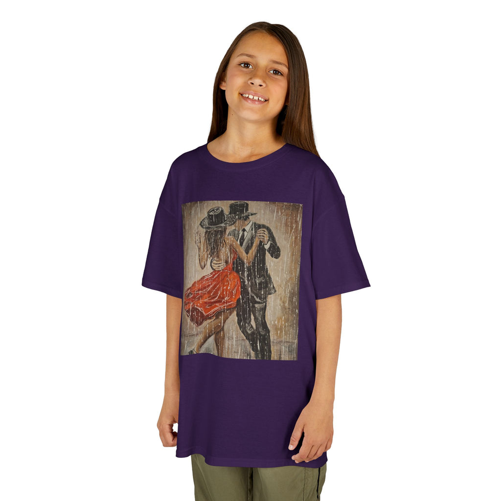 Kids Dance & Violin Art Tee — Vintage Ballroom Couple & Violinist Graphic Shirt