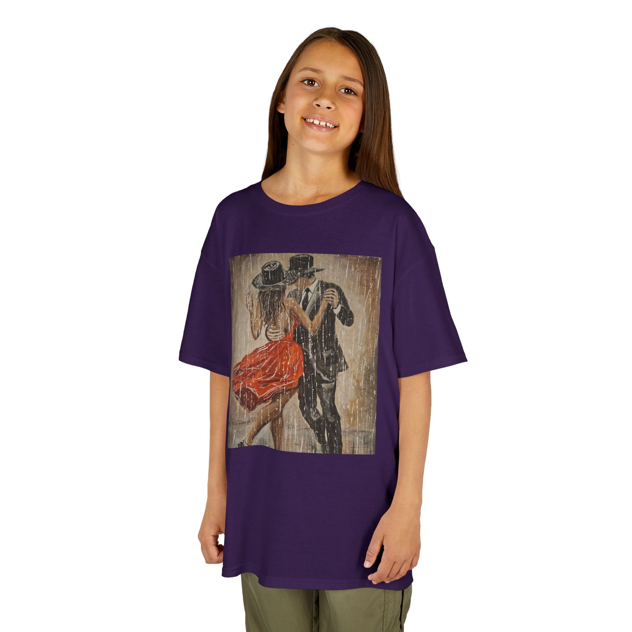 Kids Dance & Violin Art Tee — Vintage Ballroom Couple & Violinist Graphic Shirt