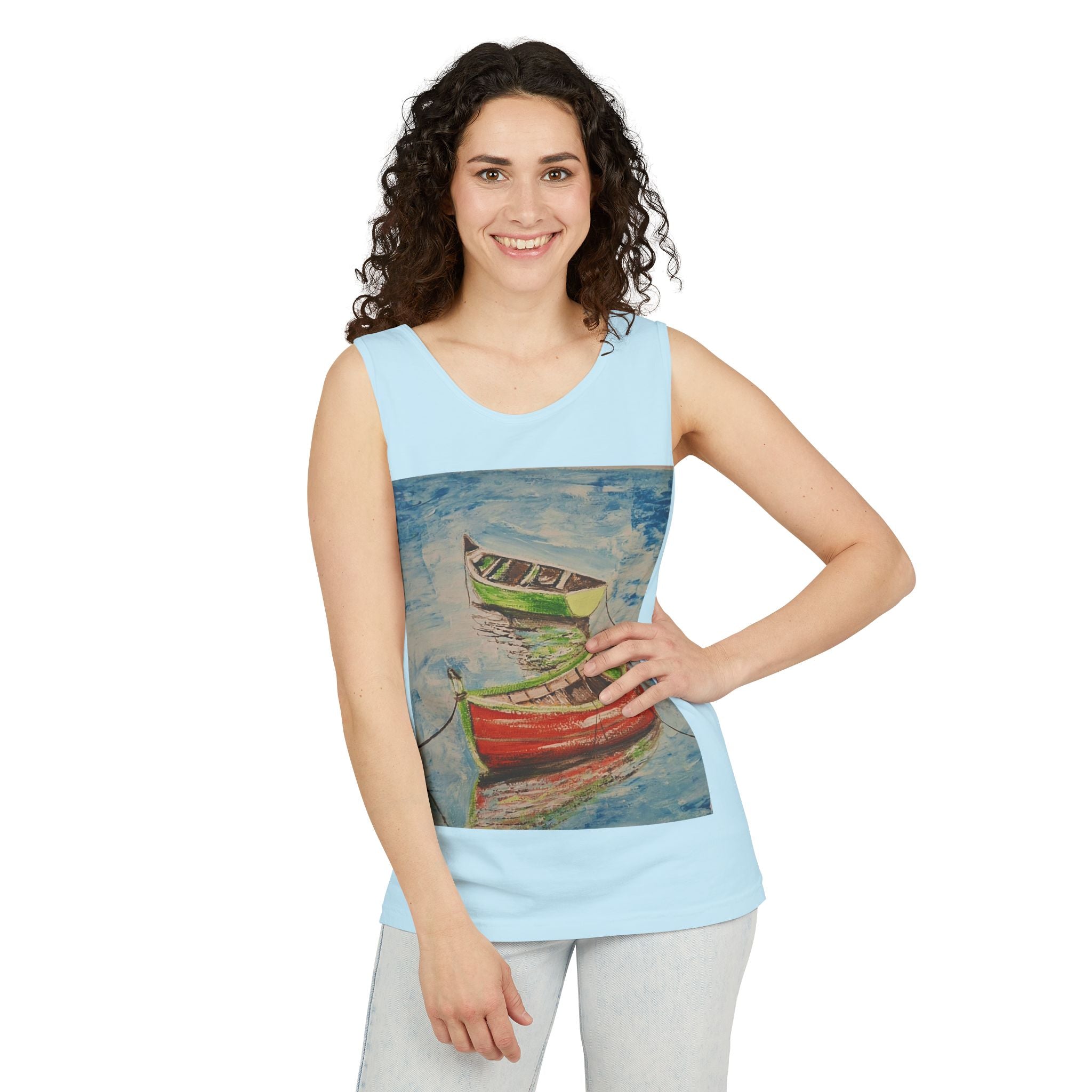 Boat Painting Tank Top — Colorful Rowboats Art Print Tank