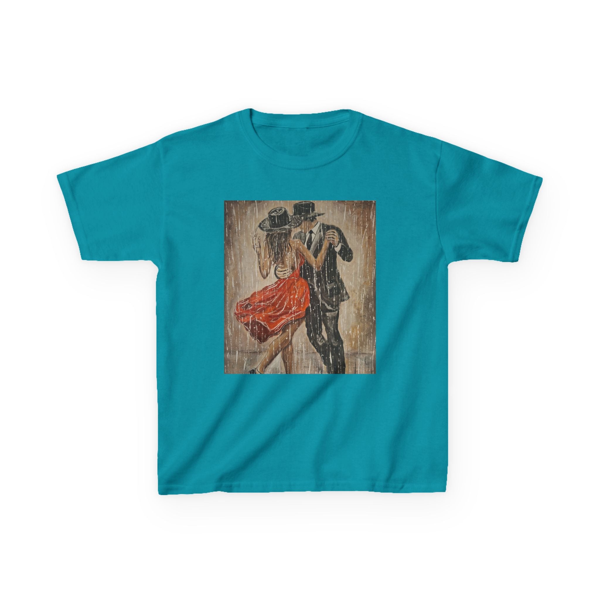 Kids Dance & Violin Art Tee — Vintage Ballroom Couple & Violinist Graphic Shirt