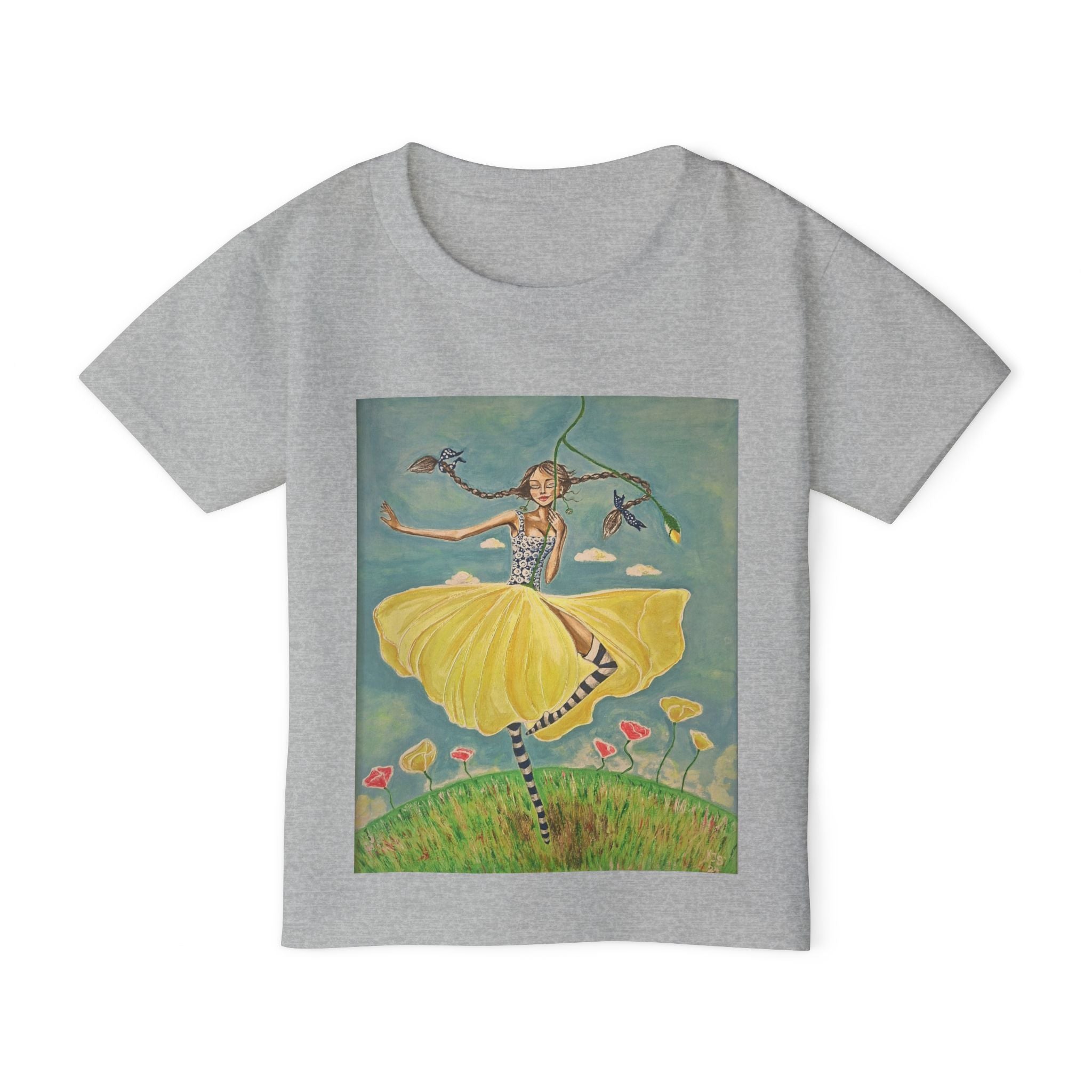 Dancing Girl Illustration Toddler T-shirt | Whimsical Kids Art