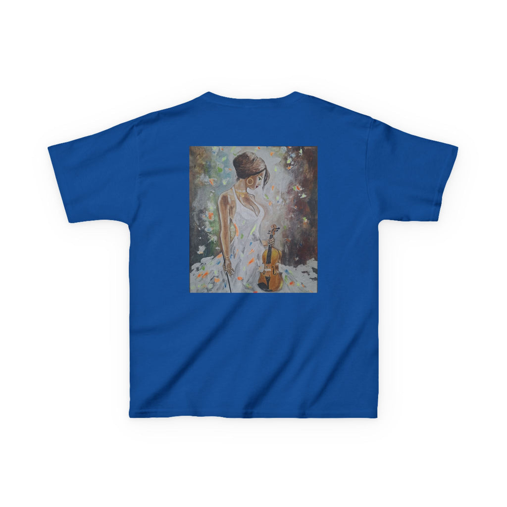 Kids Dance & Violin Art Tee — Vintage Ballroom Couple & Violinist Graphic Shirt