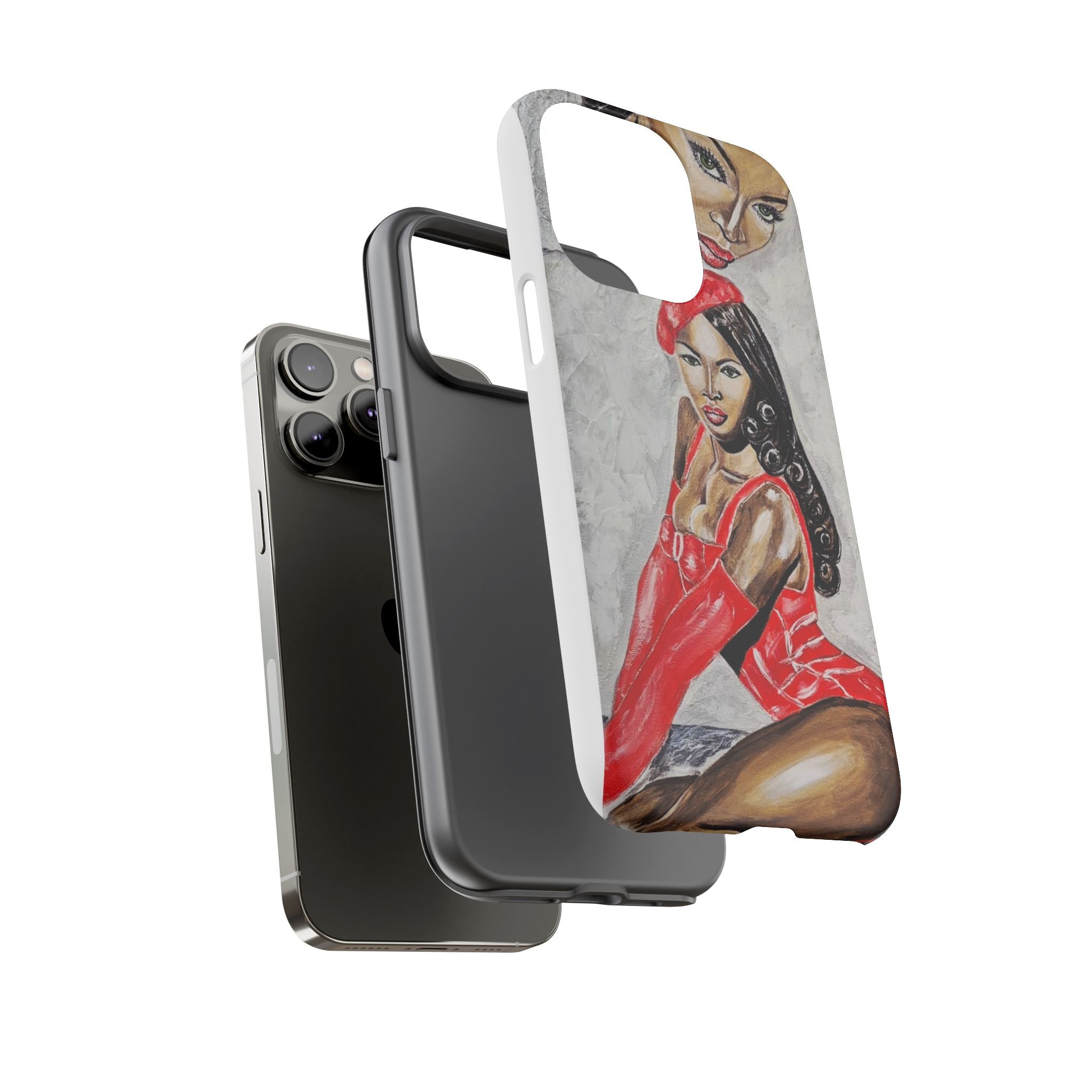 Pinup Girl Illustration Phone Case | Retro Femme Fatale, Red Outfit