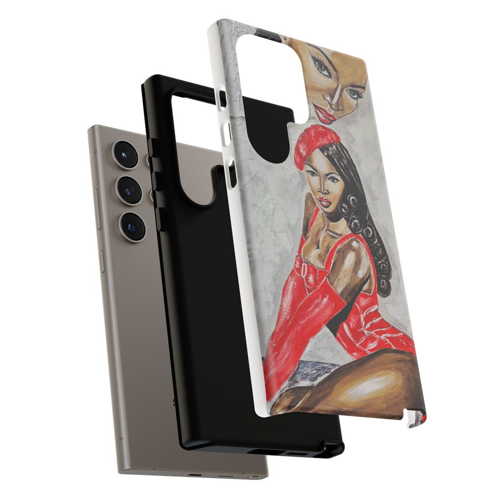 Pinup Girl Illustration Phone Case | Retro Femme Fatale, Red Outfit