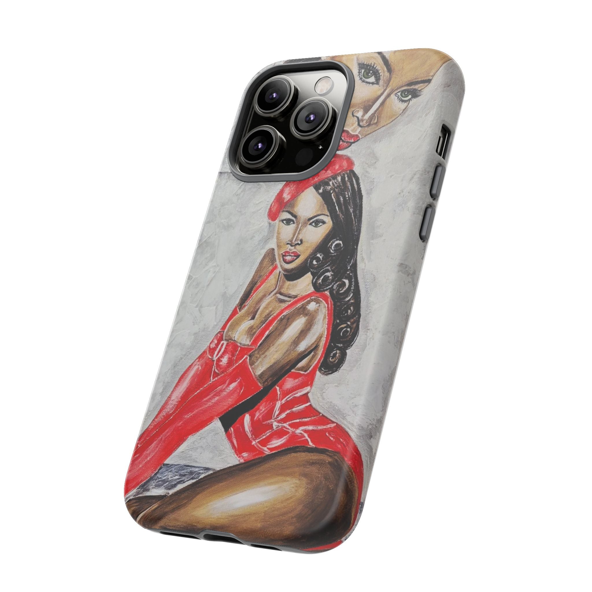 Pinup Girl Illustration Phone Case | Retro Femme Fatale, Red Outfit