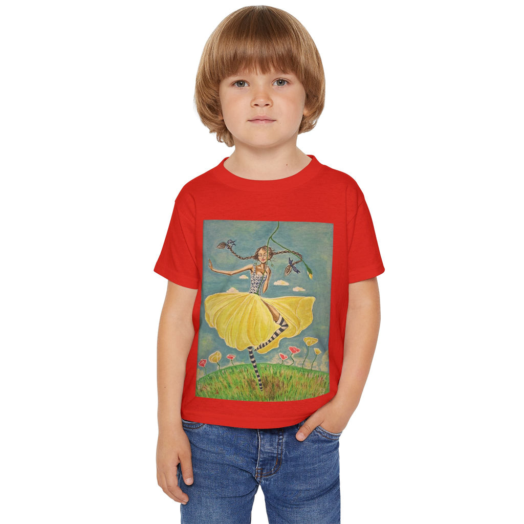 Dancing Girl Illustration Toddler T-shirt | Whimsical Kids Art