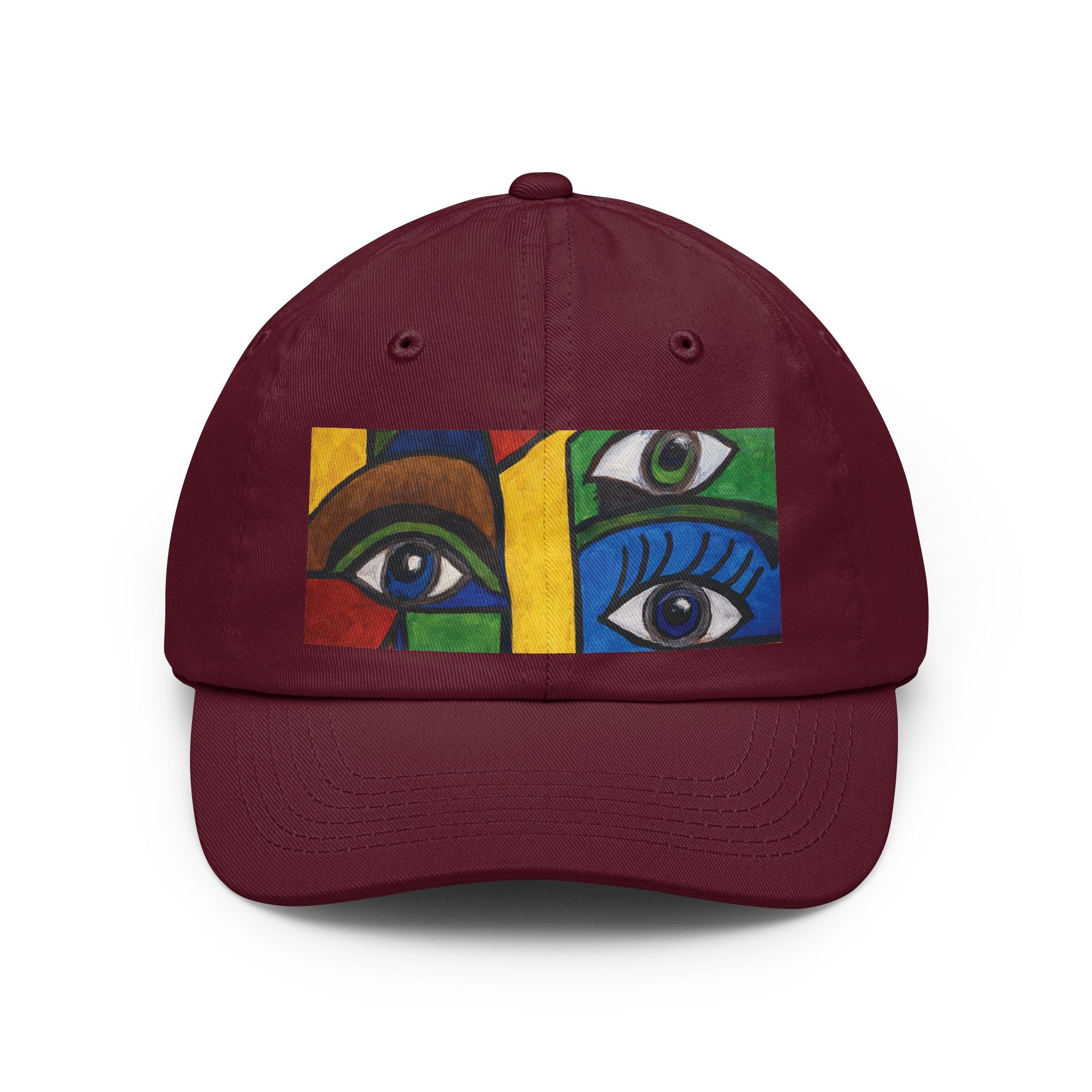 Abstract Eyes Dad Hat — Colorful Cubist Eye Art Cap