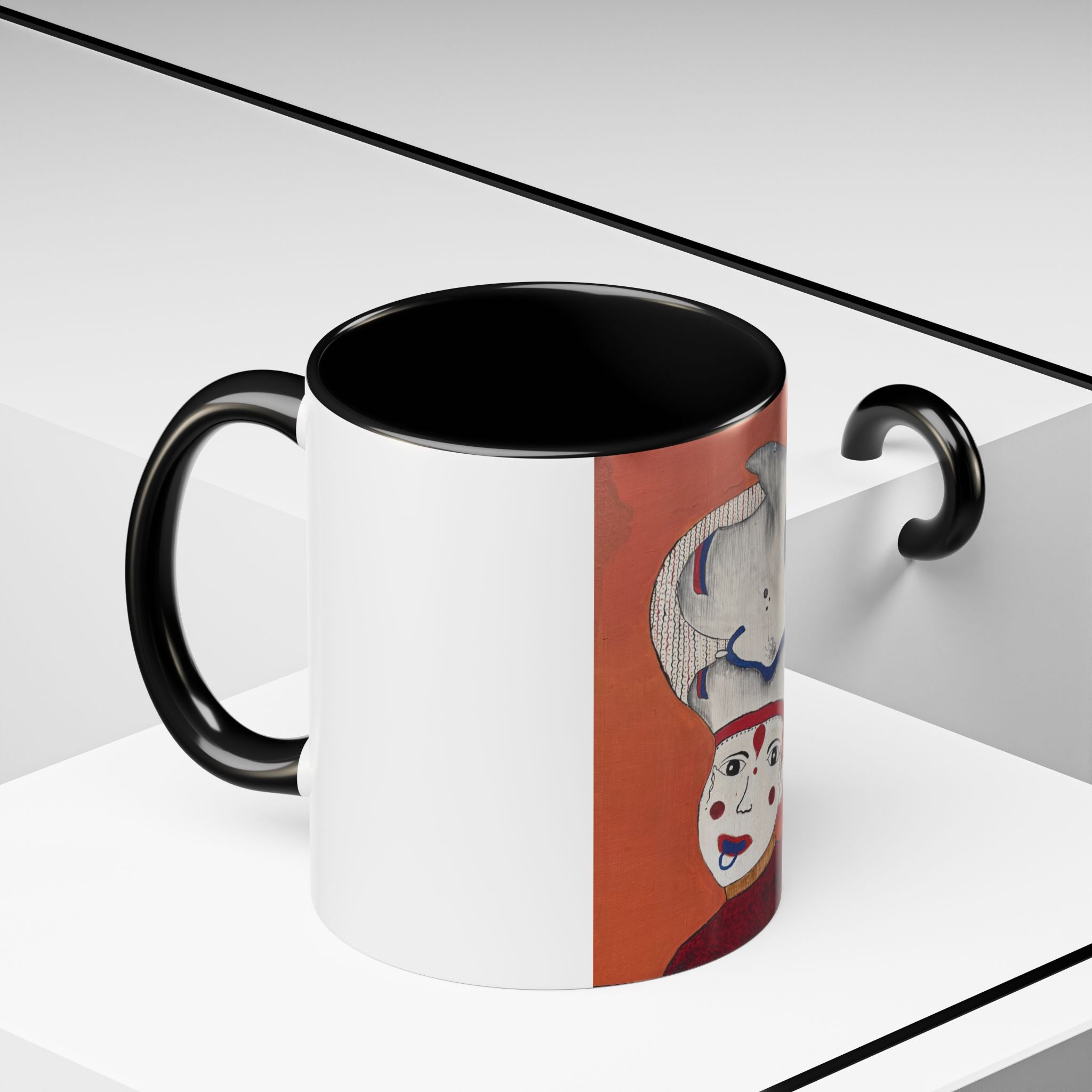Surreal Face with Whale Hat Mug | Accent Coffee Mug