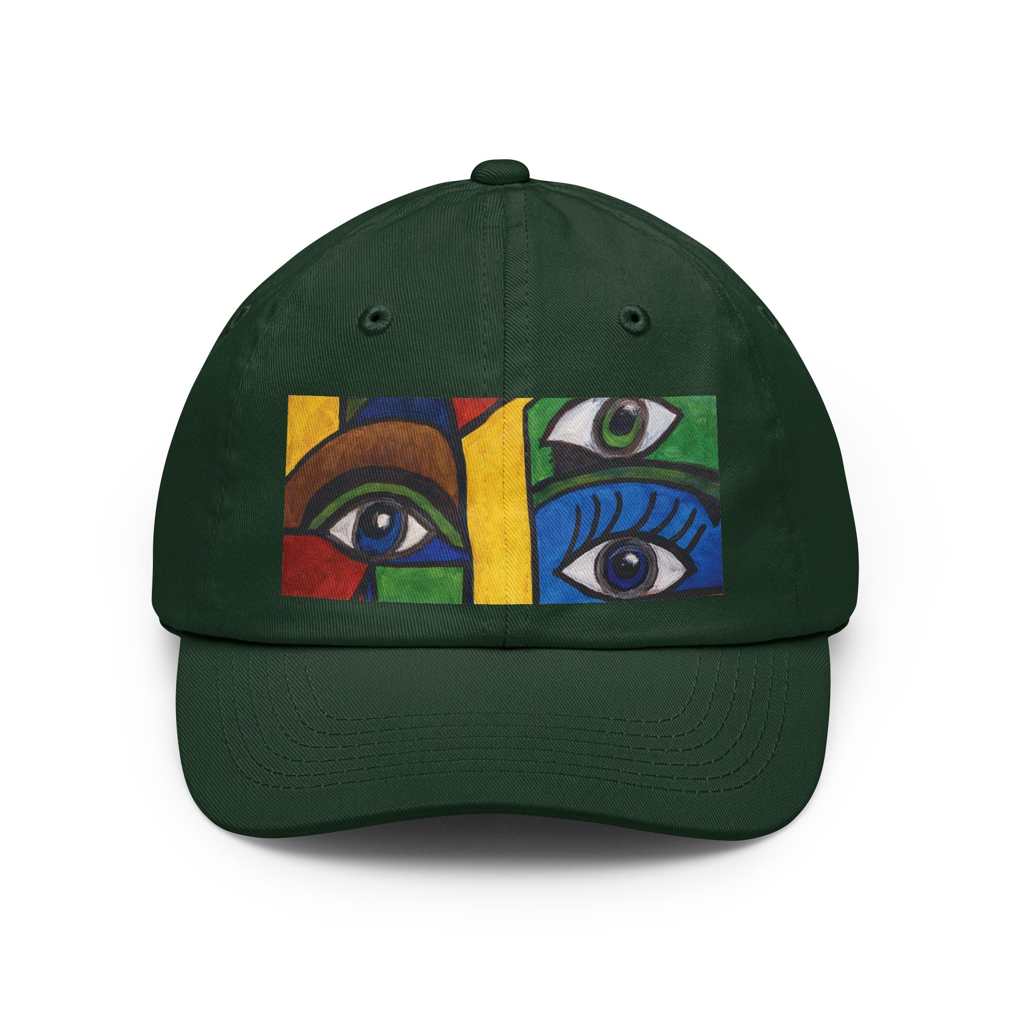 Abstract Eyes Dad Hat — Colorful Cubist Eye Art Cap
