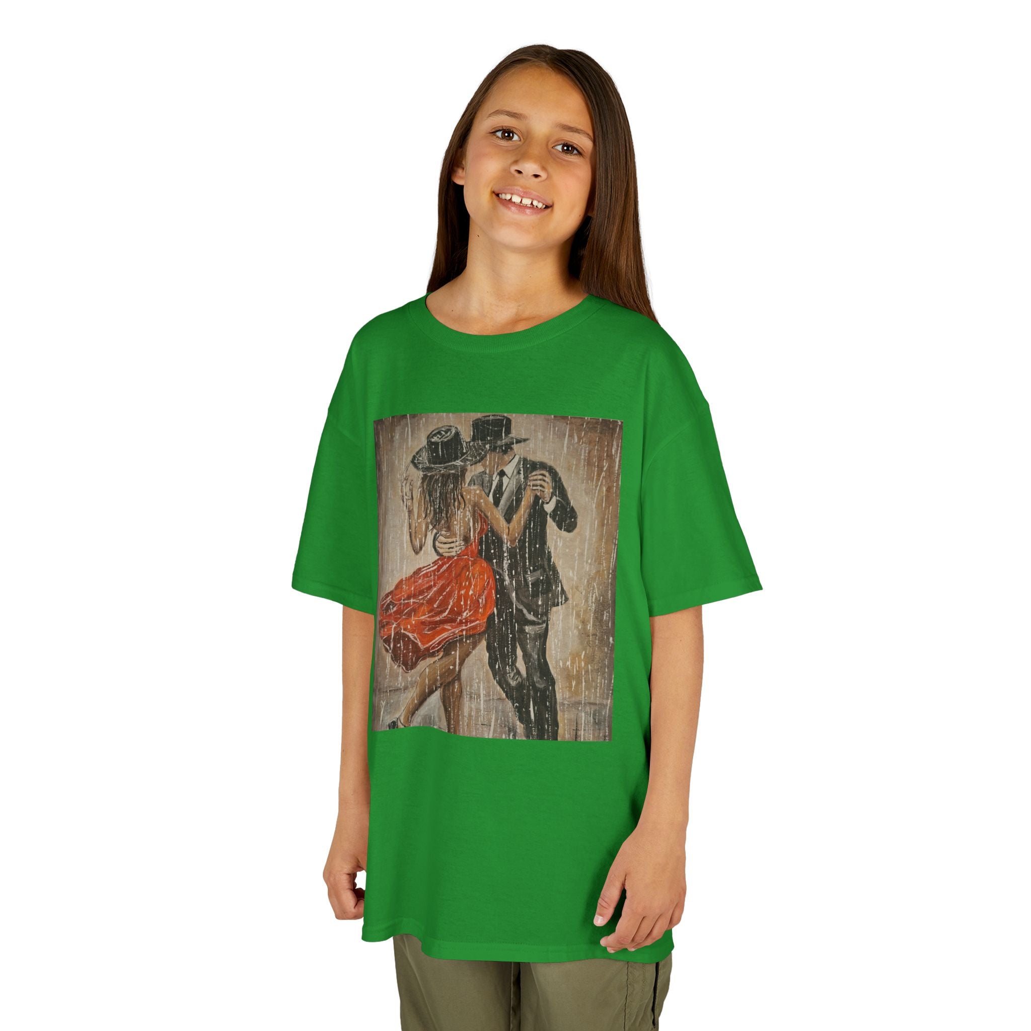 Kids Dance & Violin Art Tee — Vintage Ballroom Couple & Violinist Graphic Shirt
