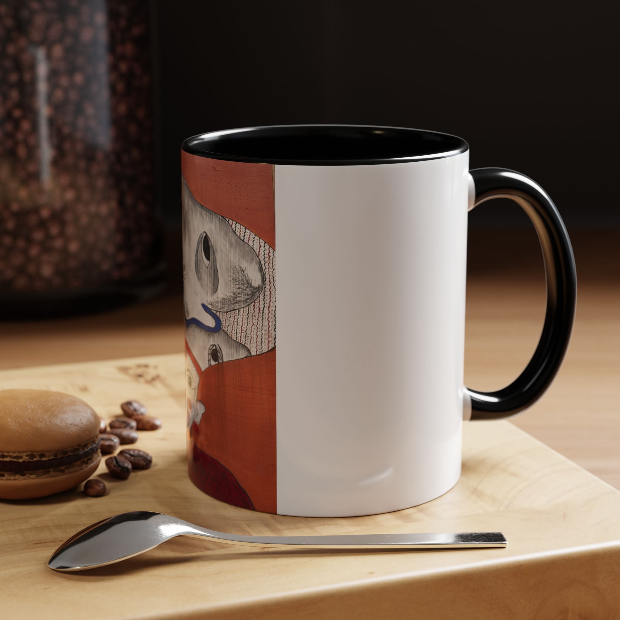 Surreal Face with Whale Hat Mug | Accent Coffee Mug